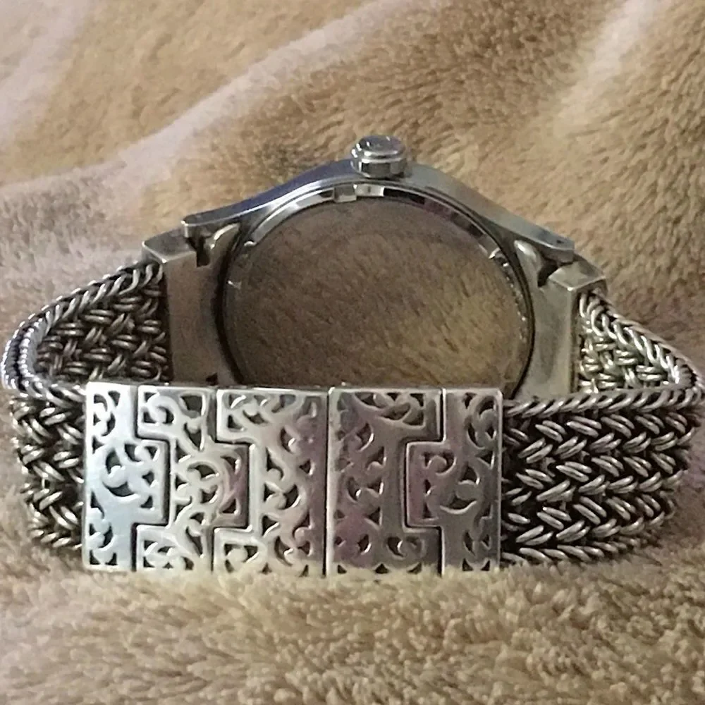 LOIS HILL Watch Sterling Silver Thai Weave Bracelet Blue Face Watch - Picture 8 of 13